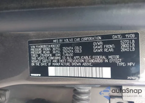 2010 Volvo Xc70 3.2 from USA, damaged, VIN YV4960BZ2A1082307